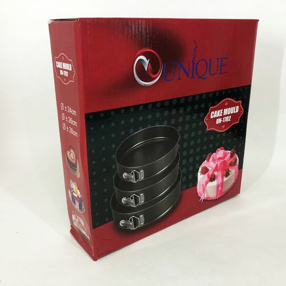 Металева форма для випікання набір Unique UN-1702 | Набір круглих форм роз'єму | WP-477 Жаростійка форма | Зображення 4