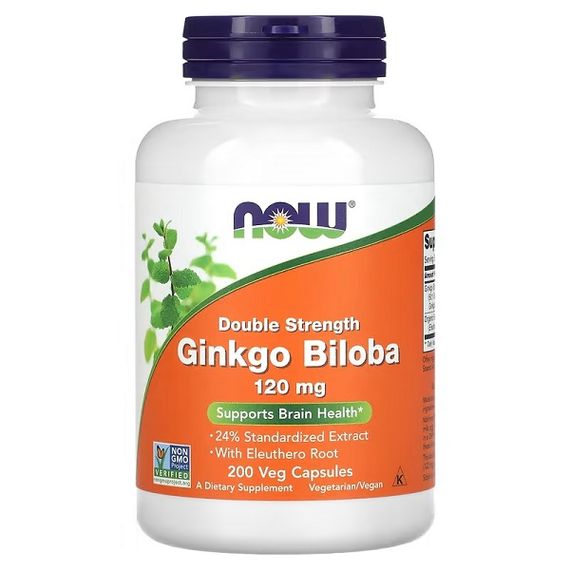 Гінко білоба NOW Foods Ginkgo Biloba Double Strength 120 mg 200 Veg Caps
