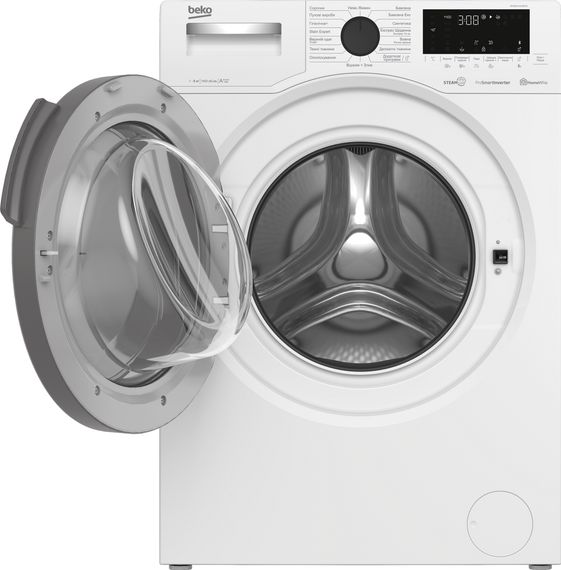 Стир. машина с фронт. загр. BEKO WUE8616XBCW, 8кг, 1400, A+++(-10%), Пар, 55см, Дисплей, Инвертор, Белый (WUE8616XBCW) | Зображення 2