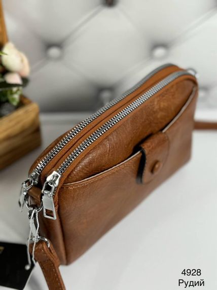 Сумка маленькая кросс-боди на длинном ремешке через плечо Рыжая Терракотовая | Зображення 1