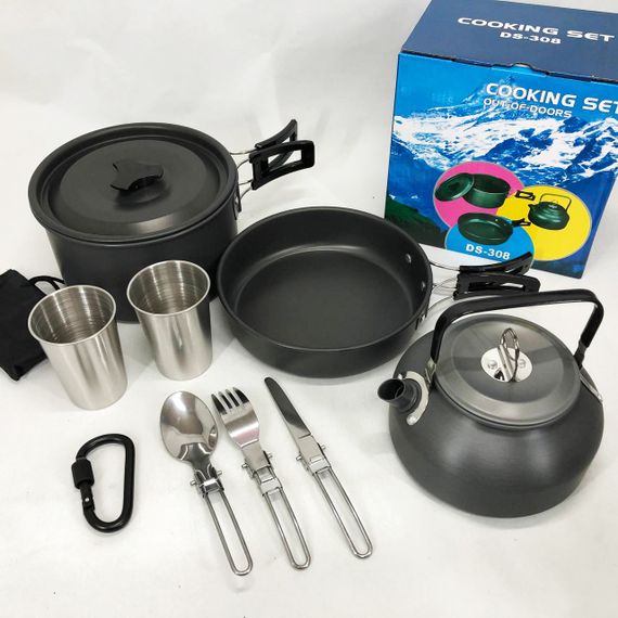 Легкий туристичний набір посуду HALIN DS-308, Набір посуду для кемпінгового примусу TE-78 | Зображення 2