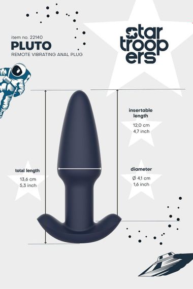 Вибрирующая анальная пробка Dream Toys Startroopers Pluto с пультом управления, черная sexstyle | Зображення 8