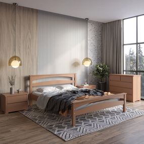 Полуторне дерев&#039;яне ліжко Mebigrand Чикаго Сіті Коричневий (RAL8025) 120х200 см (MBG-9968)