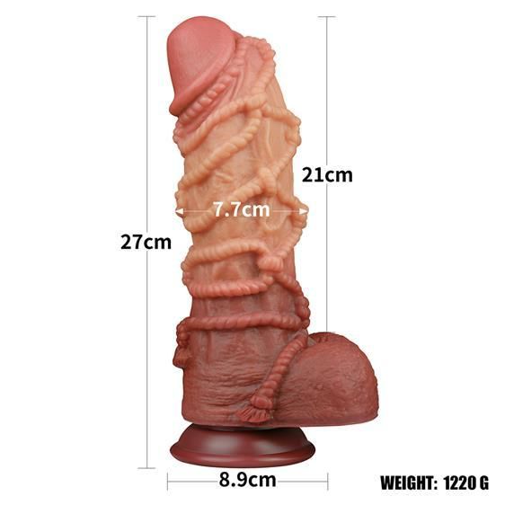 Фалоімітатор - Dual-Layered Silicone Cock With Rope 10.5" Flesh Sex Aura | Зображення 2