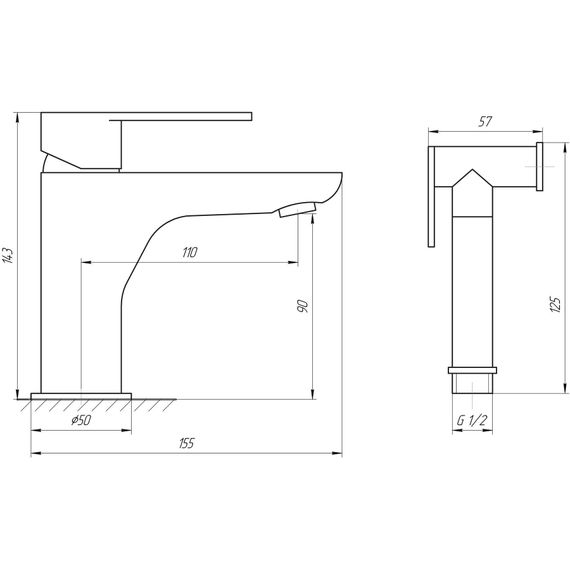 Змішувач для раковини TOPAZ BARTS TB 07206-H36 | Зображення 1