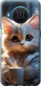 Чехол на Nokia X20 White cat из силикона FCh_096006
