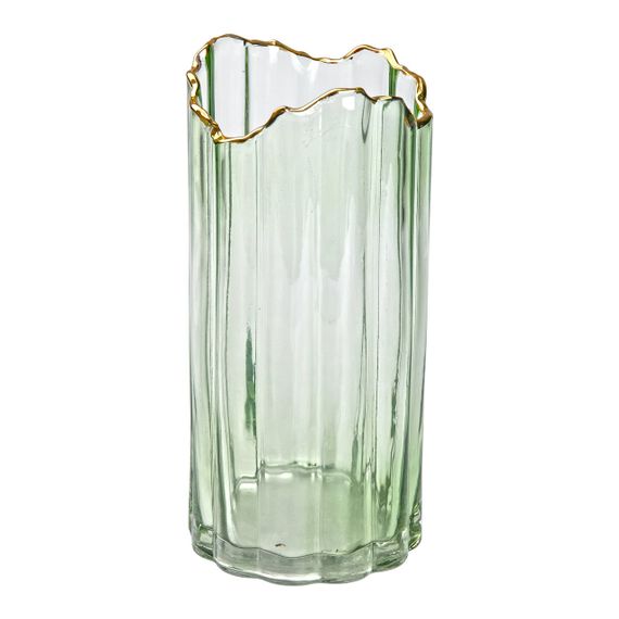 Декоративна ваза із зеленого скла із золотим обідком 24,5 см HP-1715 | Зображення 2