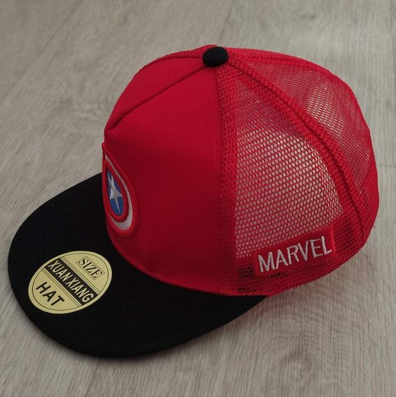 Кепка дитяча снепбек (Snapback) Капітан Америка з сіточкой Чорний 50-54р (2222) | Зображення 8