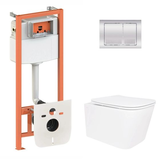 Набір Qtap Nest 4 в 1 підвісний унітаз Crow Ultra Quiet 520x360x290 + комплект інсталяції QT05335172W48187