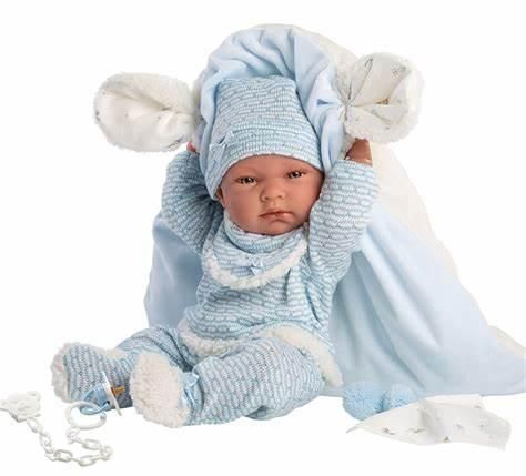 Іспанська Вінілова Лялька Хлопчик Niko 40 см LLorens Новонароджений Пупс з Ковдрою і Соскою Ллоренс