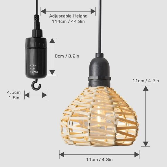 Підвісні лампи на батарейках 2 шт, портативний світильник з пультом, діммер, таймер, для вулиці і будинку регульована висота, бохо | Зображення 1