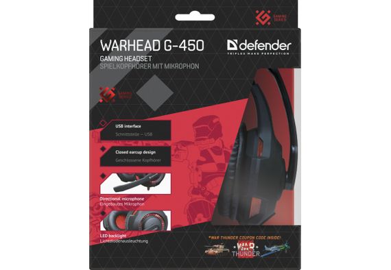 Гарнітура Defender Warhead G-450 Red-Black (64146) (64146)