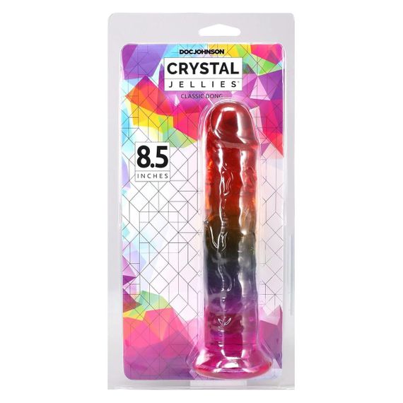 Дилдо Doc Johnson Crystal Jellies - 8.5 Inch Сlassic Dong - Rainbow Sex Aura | Зображення 4