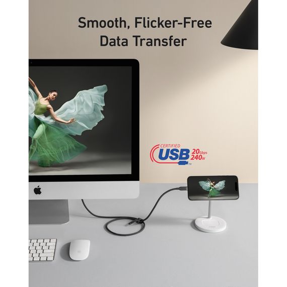 Дата кабель USB-C to USB-C 0.9m 240W 20Gbps 4K Video bio-nylon black Anker (A80N1H11) | Зображення 3