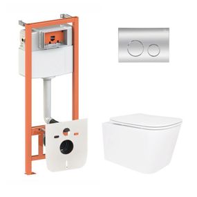 Готове рішення Qtap для ванної кімнати: підвісний унітаз Crow Ultra Quiet 520×360×290 + комплект інсталяції Nest 4 в 1 (кругла