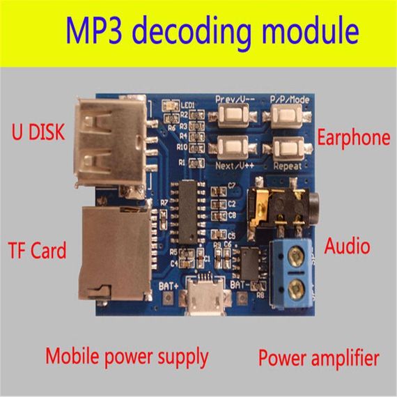 MP3 модуль декодер Micro SD, USB + Усилитель | Зображення 2