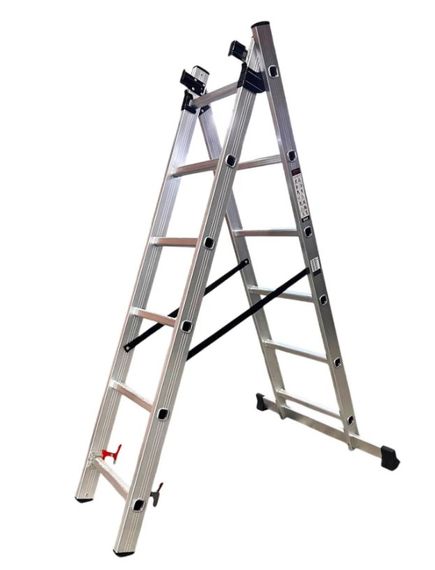 Драбина алюмінієва трисекційна GTM KME306 3x6 сходинок 1.64-3.26м (KME306) (39942) | Зображення 1