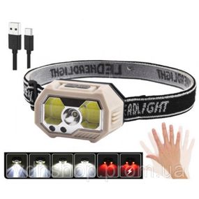 Аккумуляторный налобный свет SH-S31-XPE+COB(white+red), Фонарик на голову с зарядкой JX-52