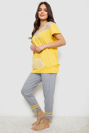 Піжама жіноча з принтом, колір жовтий, 243R1600-032 | Зображення 2