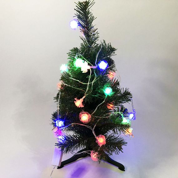 Гірлянда квіточки різнобарвні, провід прозорий, 3м | Зображення 3