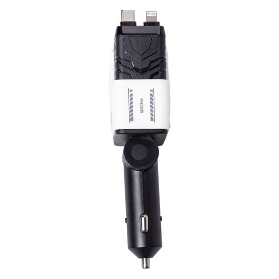 Автомобільний зарядний пристрій MECHA з висувними кабелями та портами USB/Type-C Білий HP-A1W | Зображення 6