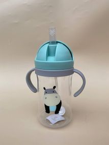 Поїльник непроливайка з трубочкою і грузиком бегемот зелений 350мл