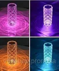 Настільна лампа Роза з пультом RGB Crystal Rose. Проекційний світильник-торшер нічник rose diamond table lamp кристал | Зображення 5