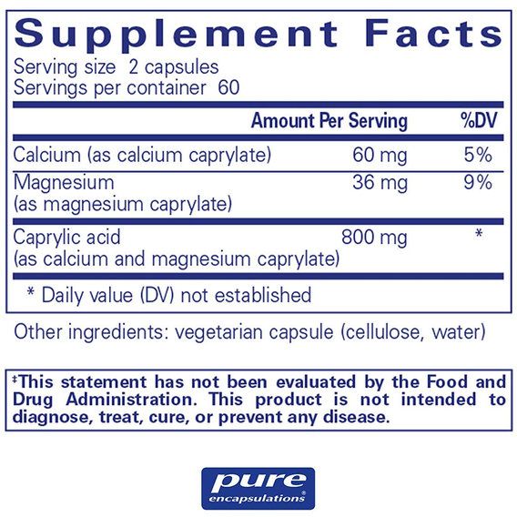 Каприловая кислота Pure Encapsulations Caprylic Acid 120 Caps PE-01128 | Зображення 1