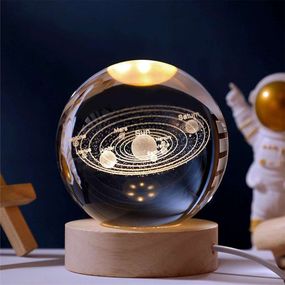 Декоративний 3D нічник Кришталева Куля 8 см · Настільна лампа - світильник з 3D ефектом Галлактика