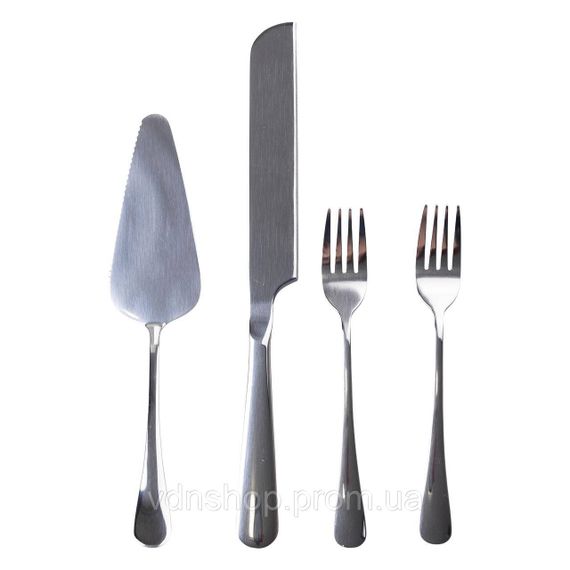 Набір приладів для подачі торта 4 предмети з нержавіючої сталі Сріблястий HP-20-52