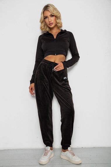 Спортивные штаны велюровые женские на флисе, цвет черный, 238R58649-1 | Зображення 1