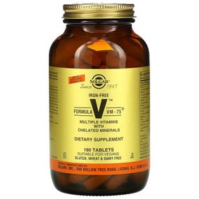 Витаминно-минеральный комплекс Solgar Formula V VM-75 Multiple Vitamins with Chelated Minerals Iron Free 180 Tabs