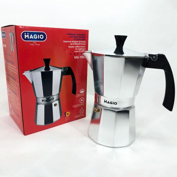 Гейзерна кавоварка Magio MG-1002 300 мл, гейзер для кави, кавоварка гейзерного типу, кавоварка для дому | Зображення 2