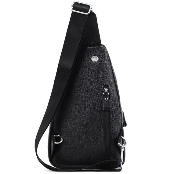 Сумка-слінг чоловіча чорна через плече з натуральної шкіри TIDING BAG A25F-515-1A | Зображення 5