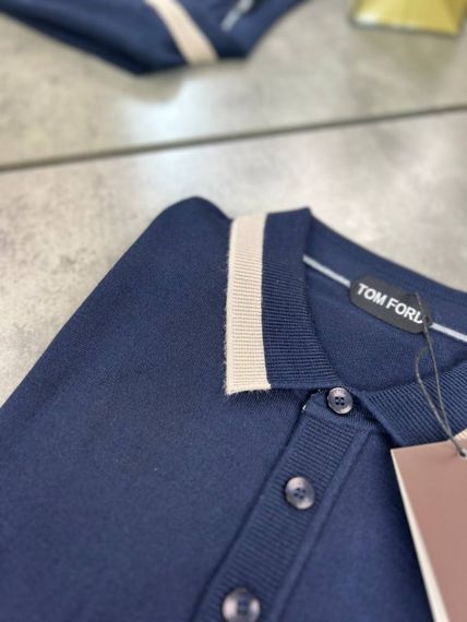 Трикотажне поло Tom Ford темно-синього кольору  f705 | Зображення 6