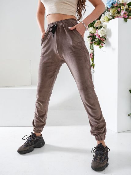 Женские модные велюровые брюки-джоггеры OB30/31 размер 44, цвет мокко | Зображення 1