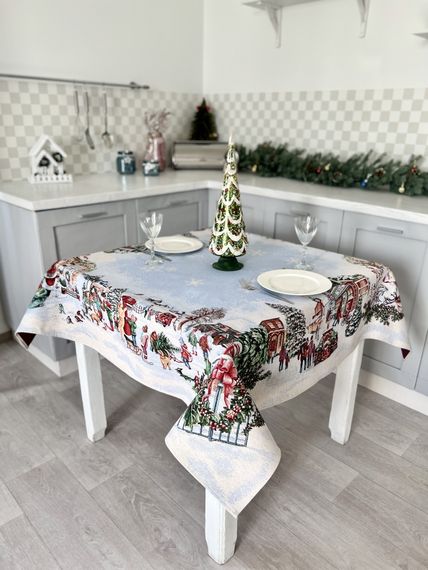 Скатертина гобеленова VILLAGE Limaso, 137х137, Квадратна, Новорічний, Срібний люрекс, 75% поліестер, 22% бавовна, 3% акрил, Гобелен | Зображення 2