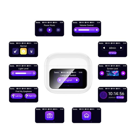 Бездротові TWS навушники Hoco EW81 Elegant with Touch Screen ANC White | Зображення 6