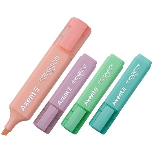 Маркер Highlighter 2537-A, 1-5 мм клиноп, набор 4х пастель