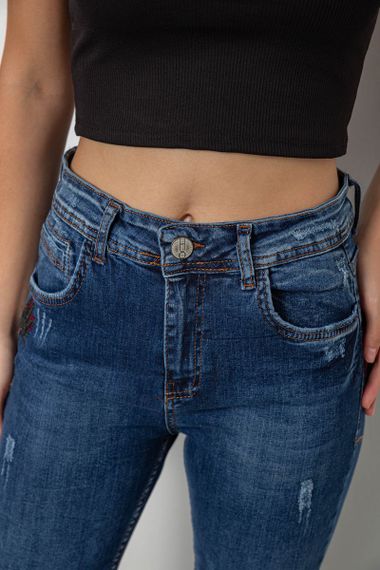 Джинси жіночі однотонні Skinny, колір синій, 244R11966 | Зображення 4