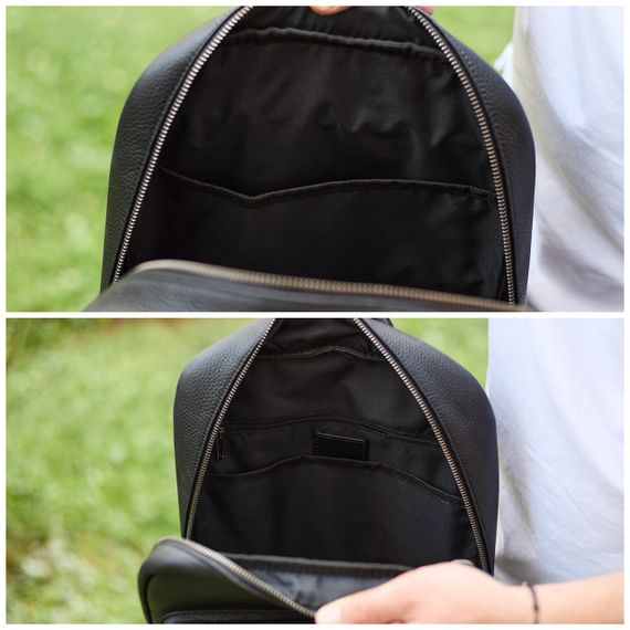 Міський чоловічий рюкзак із натуральної шкіри 40х30х18, наплічник для роботи та подорожей, чорний | Зображення 2