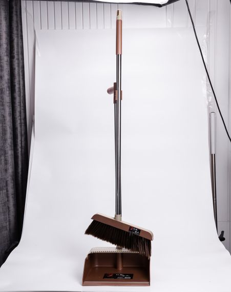 Набір віник та совок на довгій ручці для підлоги 27×25×103 (см) щітка віник для прибирання Коричневий HP-35015-11BR | Зображення 2