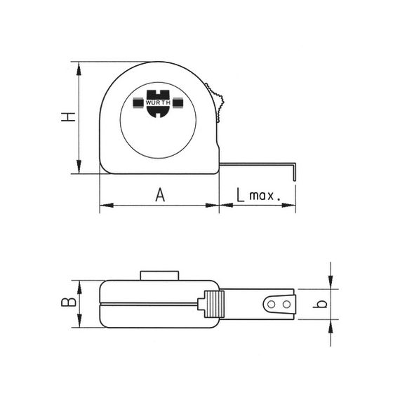 Рулетка кишенькова WUERTH, 5м/19мм | Зображення 1