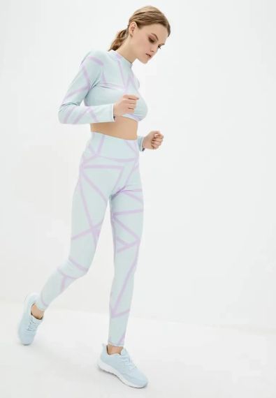 Спортивные леггинсы 4Profi с принтом "Геометрия" мята/фиолет размер XS бифлекс | Зображення 4