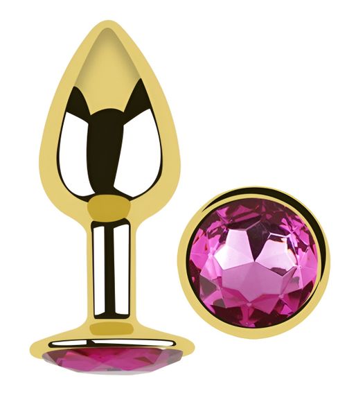 Анальна пробка з кристалом EGZO - Gold Round Plug Rose size S Sex Aura | Зображення 1
