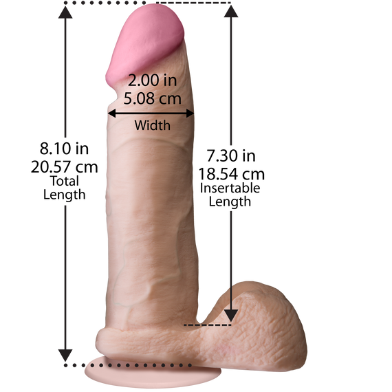 Фалоімітатор Doc Johnson The Realistic Cock 8 inch White - ULTRASKYN, Vack-U-Lock, діаметр 5,1 см | Зображення 1