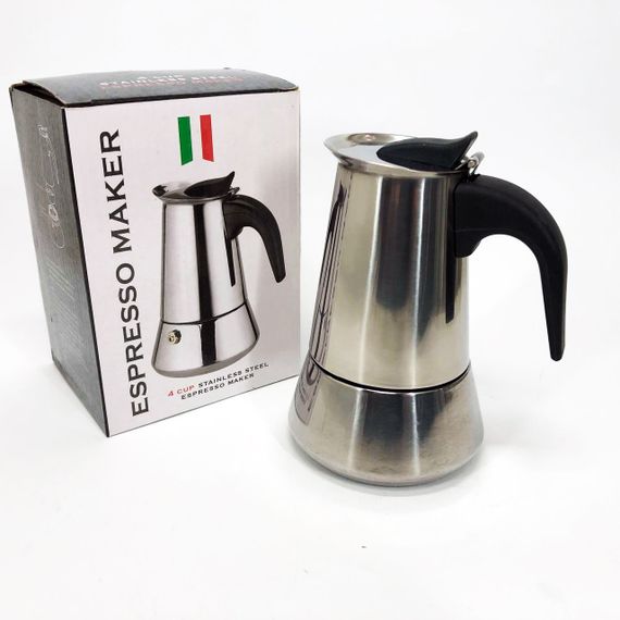 Кавоварка гейзерна з нержавіючої сталі UNIQUE UN-1901 180 мл, Гейзер для варіння кави гейзерна кавоварка | Зображення 3