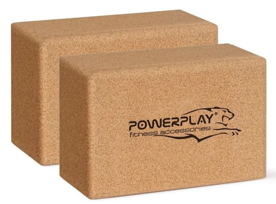 Блоки для йоги PowerPlay PP_4006 з пробкового дерева 2 шт Cork Yoga Block + гумка 7.5 кг (PP_4006_Cork_2in) | Зображення 5