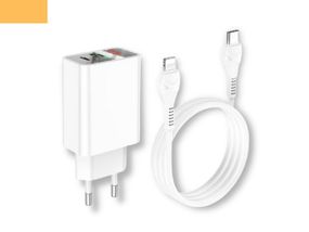 Мережевий зарядний пристрій блок живлення для телефону та планшета XPRO C100A PD20W+QC3.0 Type-C To Type-C білий (33302-01)