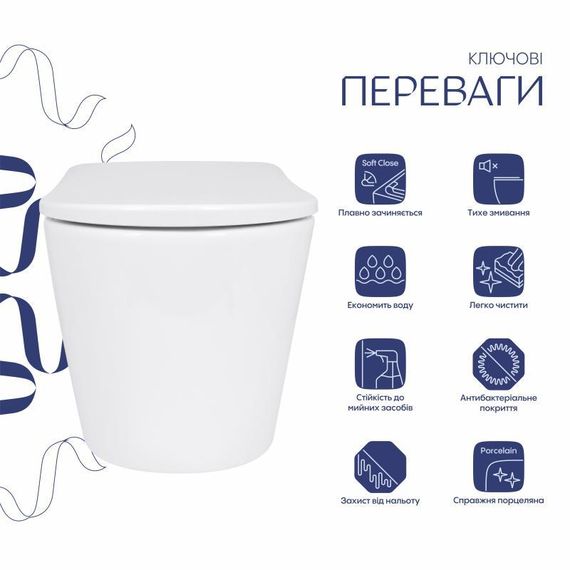 Унитаз подвесной Qtap Scorpio M-L Ultra Quiet 520x365x365 мм, с сиденьем Soft-close MagLock, White QTSCOML26W49624 | Зображення 2